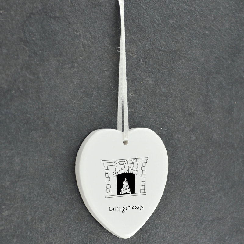 Lets Get Cosy Heart Shaped Ceramic Ornament