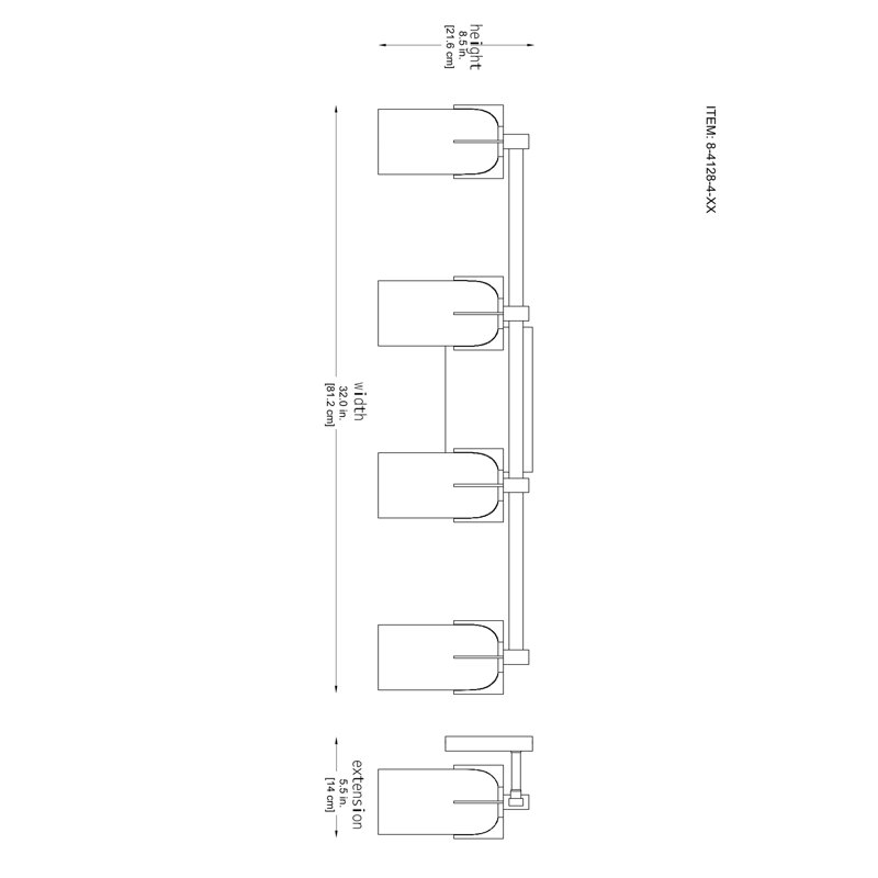 Irela 4-Light Vanity Light in Black, Black, 4 Lights, 8.5" H x 32" W x 32" D