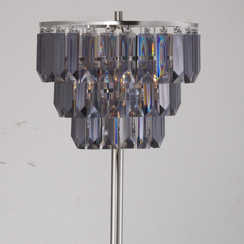 CONTEMPORARY CRYSTAL SHADE FLOOR Lamp, Smoke