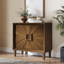 Buffet de style Mid-Century avec crédence moderne, rangement compact avec portes Sunburst symétriques pour petits espaces, tablettes réglables pour la salle à manger et le vestibule-130088560