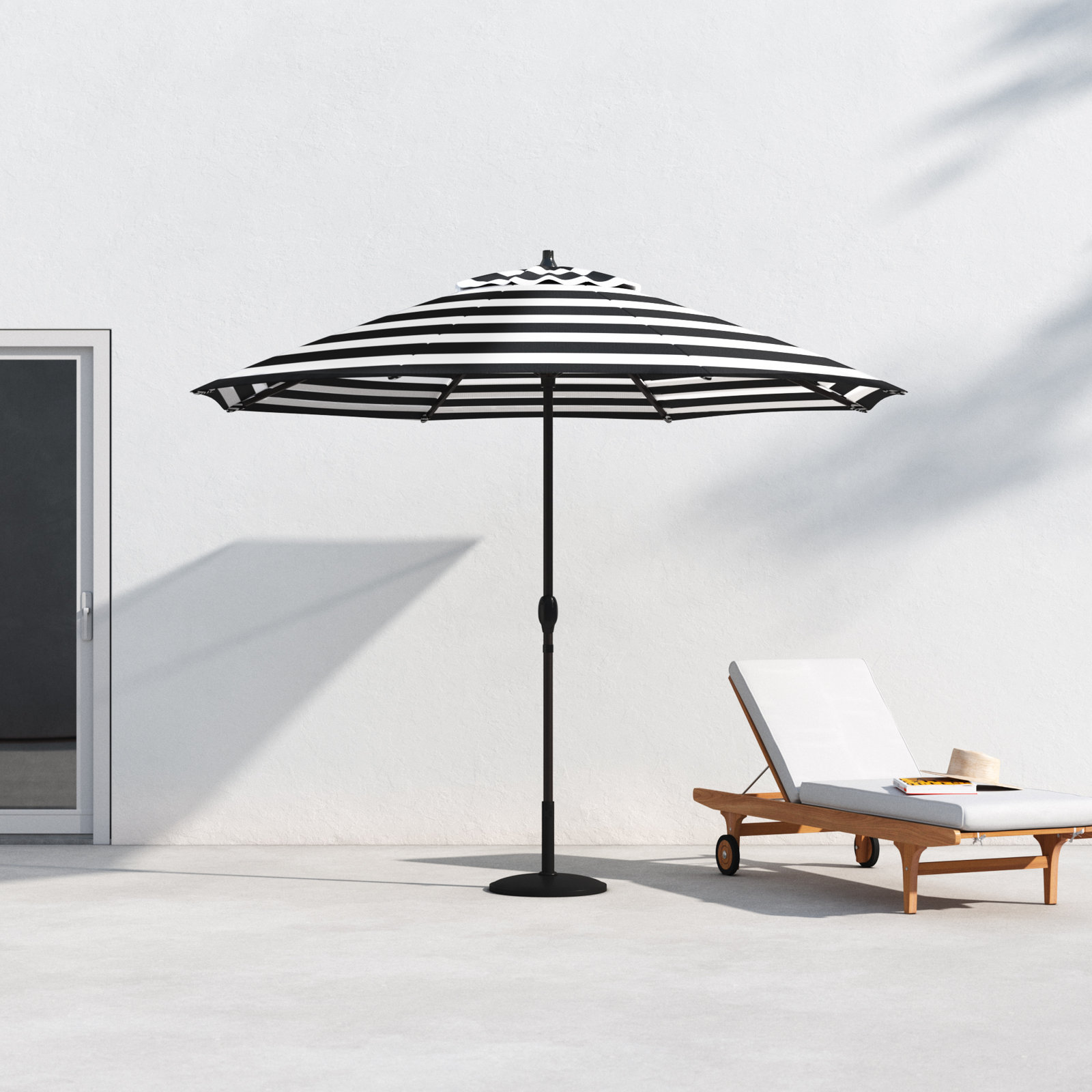 9' Market Sunbrella Umbrella, Cabana Classic Black Stripe Sunbrella®