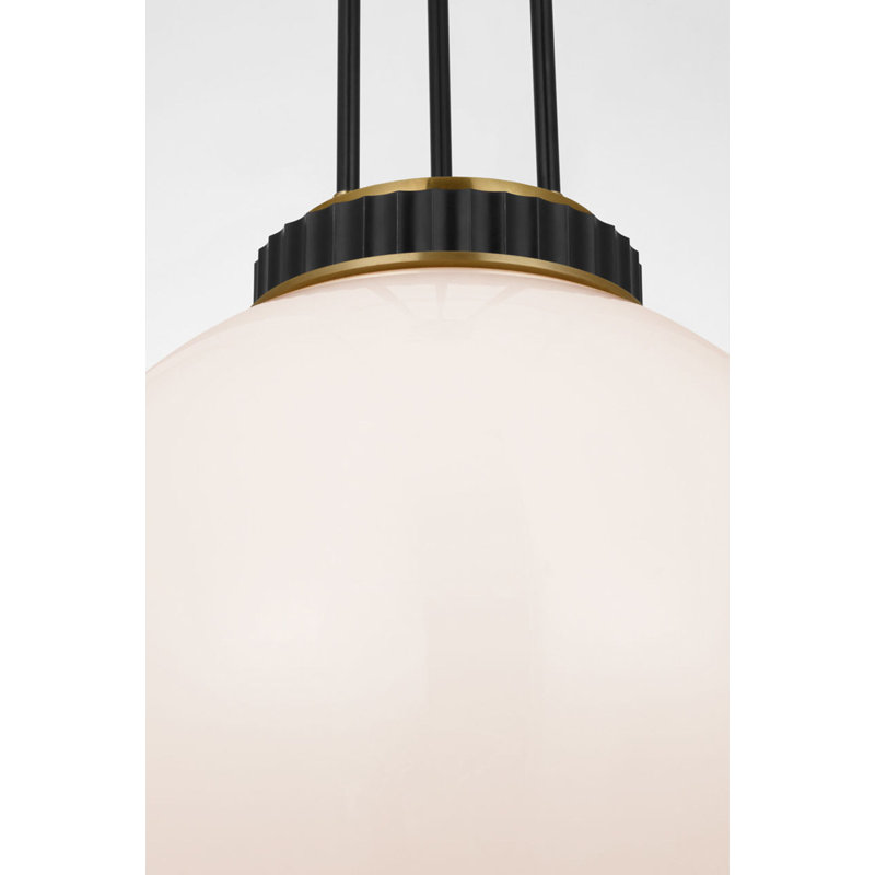 Cavill 16" Pendant with White Glass, Bronze/Natural Brass