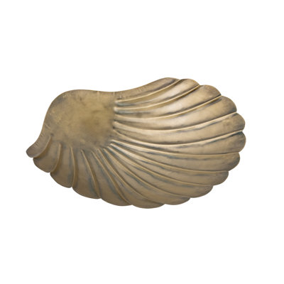 12.5X10.5X2.5" Decorative Iron Seashell Tray With Bronze Finish