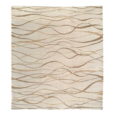 Ripple Abstract Area Rug in Taupe