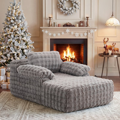Velvet Oversized Chaise Lounge Sleeper Sofa