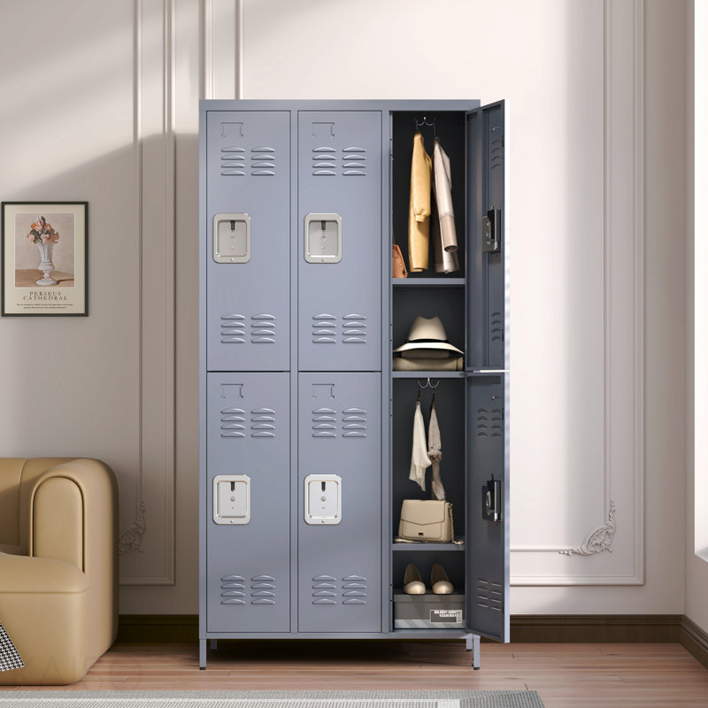 6-Door 72" H Metal Lockers With Lock For Employees,Storage Locker Cabinet