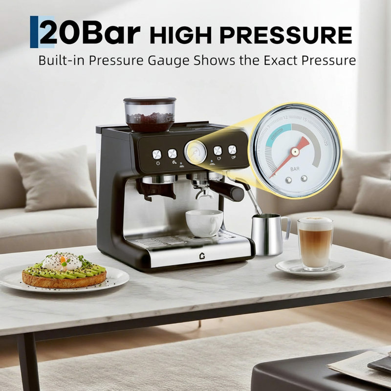 Espresso Machine, With Grinder, Black