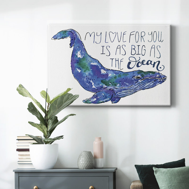 «Whale Love II», toile tendue avec châssis, H 12 po x l 18 po