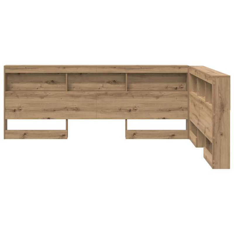 Storage Headboard With Shelf Engineered Wood, 160 x 220cm, Artisan Oak