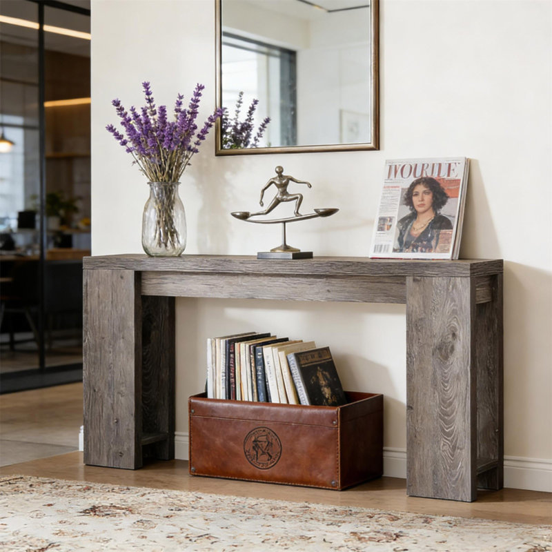 Table d'entrée en bois, console, table d'appoint en bois, Gris
