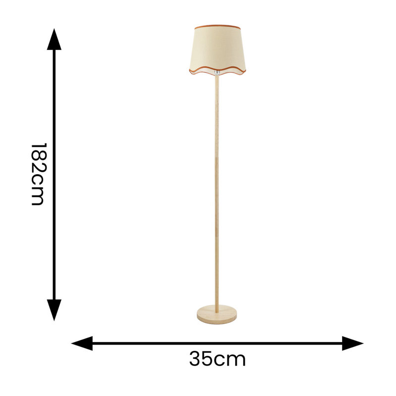 Roshina 182cm Traditional Floor Lamp, Natural/Red, Natural, No