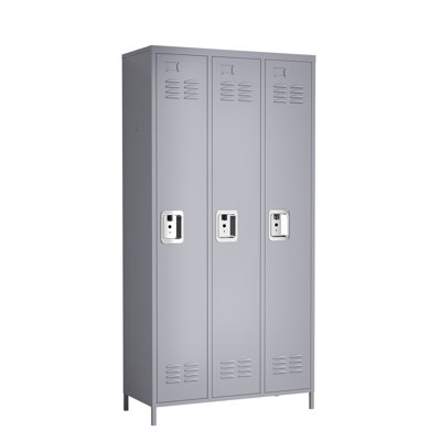72" Metal Locker for Employees - 3 Doors Metal Storage Locker for Office, School, Gym