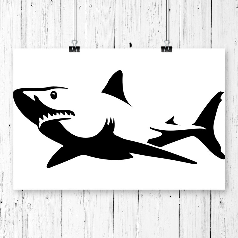 Graphic Shark Art - Frameless Print, 42cm H x 59.4cm W