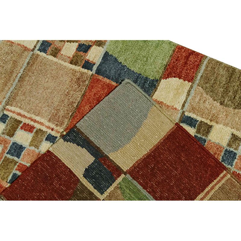 Hand-Knotted High-Quality Red and Green Area Rug