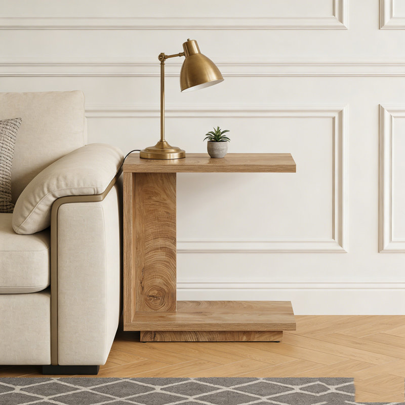 Table de chevet en bois en forme de C Table de chevet