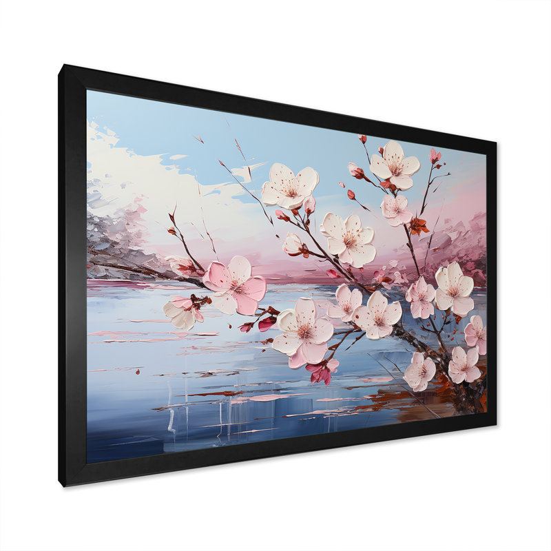 Fleur de pommier I sur toile, H 30 po x l 40 po x P 1,5 po, Cadre simple noir