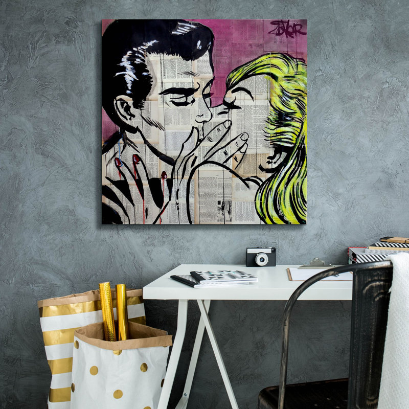 «Shut Up And Kiss Me» par Loui Jover, art mural sur toile, H 26 po x l 26 po x P 1,5 po