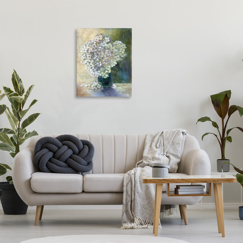 Art romantique sur toile, "Hortensias romantiques" par Doris Charest, H 30 po x l 24 po