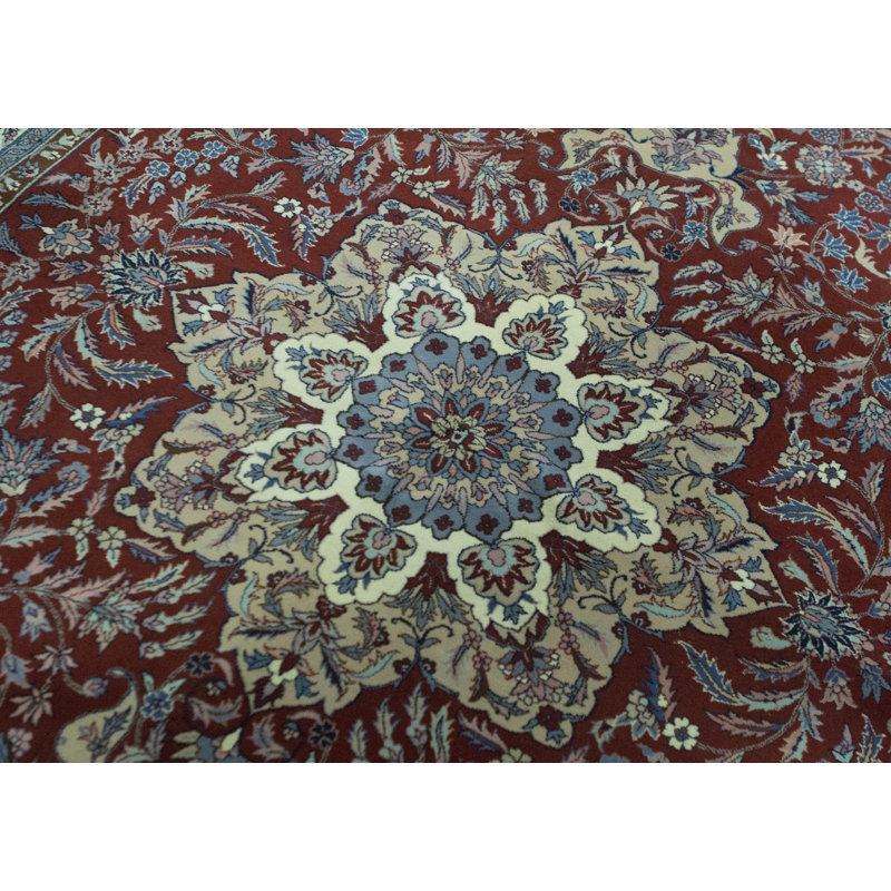 Tapis rouille et ivoire de haute qualité noué à la main