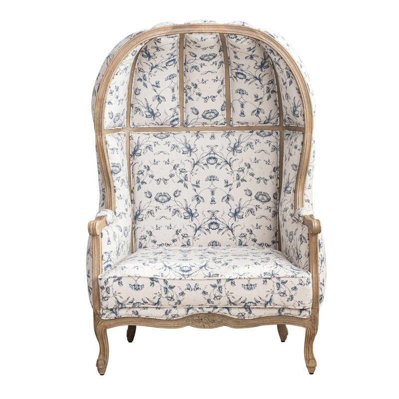 Chaise ballon rembourrée en coton et lin à motif floral