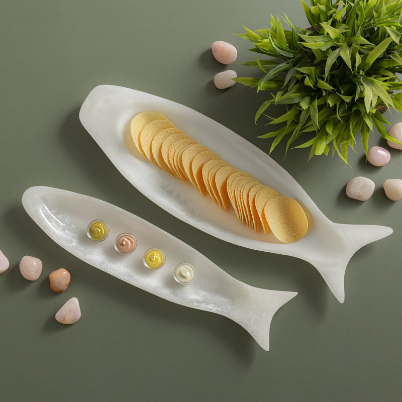 Ensemble de 2 plateaux à poissons, Blanc