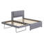 Full Size Upholstered Platform Bed With Linen Headboard – Trundle (Flat/Erected), No Box Spring Required-574633749