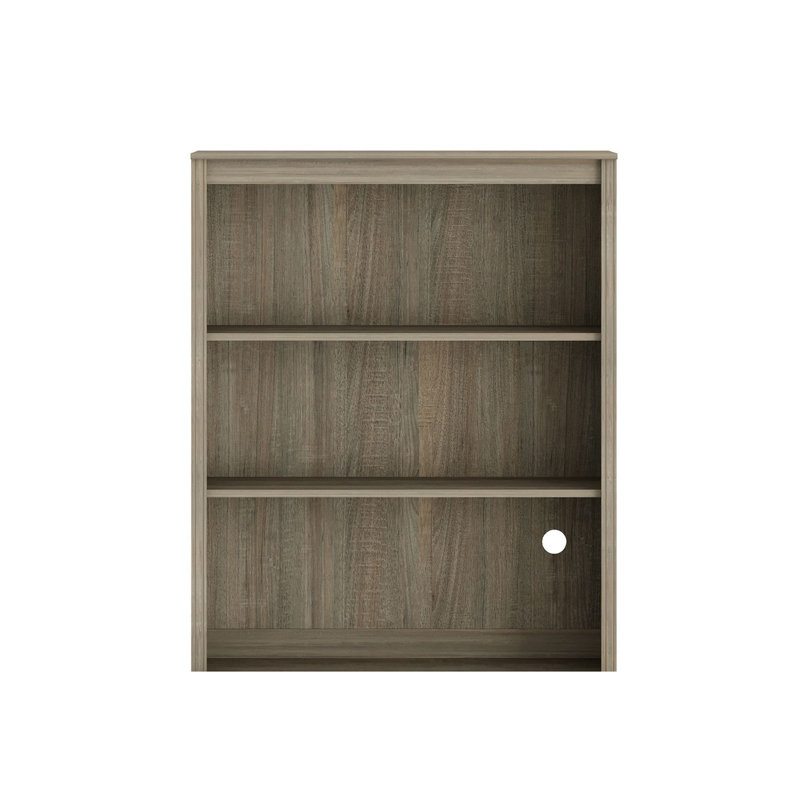 Bibliothèque Scarlett gris délavé avec 2 tablettes ouvertes, 86 cm de largeur (sans meuble et doit être associée à la partie inférieure de la série Scarlett)