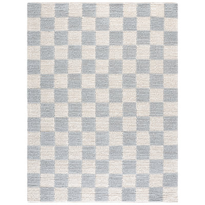 Natura 288 Flatweave Wool/Cotton Checkered Rug in Light Blue/Ivory