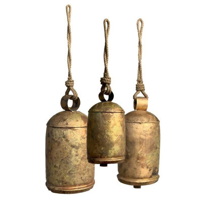 Set of 3 Meditation Bells – Burnt Gold Decorative Chimes