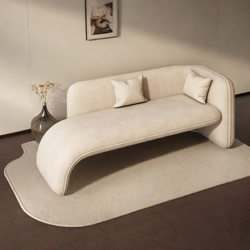 Chaise longue rembourrée Svetlin, Jaune crème, Accoudoir à droite (vu de face)