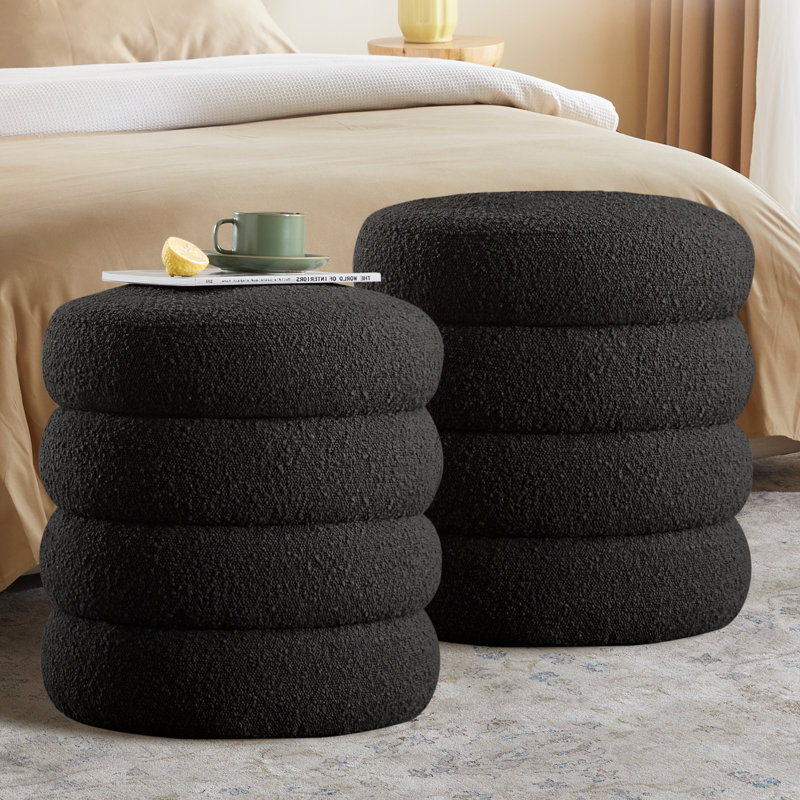 Repose-pieds rond avec repose-pieds Boucle, Noir