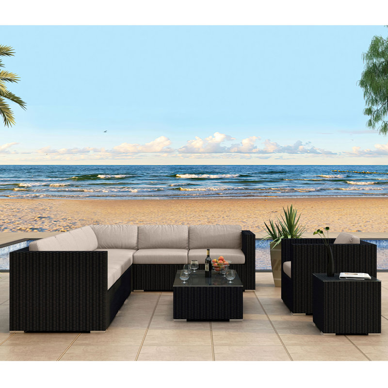 Urbana Outdoor 9 - Piece Conversation Set, Spectrum Peacock Sunbrella® Plainweave