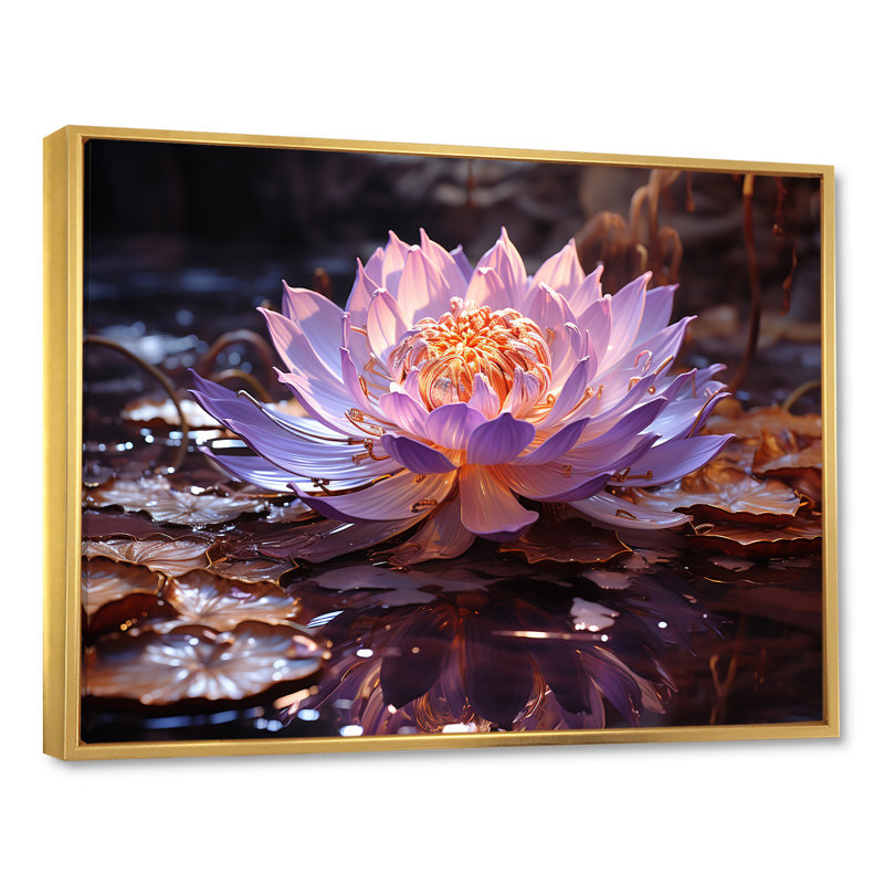 Hindouisme Brahmas Lotus lavande II, Cadre flottant doré, H 12 po x l 20 po