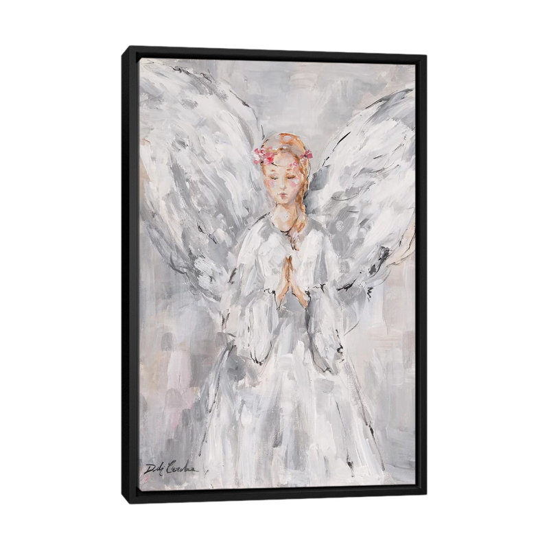« céleste », peinture sur toile tendue, H 26 po x l 18 po x P 1,5 po, Toile encadrée noire, Pas de tapis