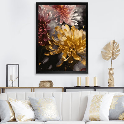 " Gold And Red Chrysanthemums Flowers "