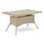 Ensemble de mobilier d'extérieur en osier 5 pièces comprenant une table de bistro rectangulaire avec plateau en verre et 4 fauteuils de balcon avec coussin, crème