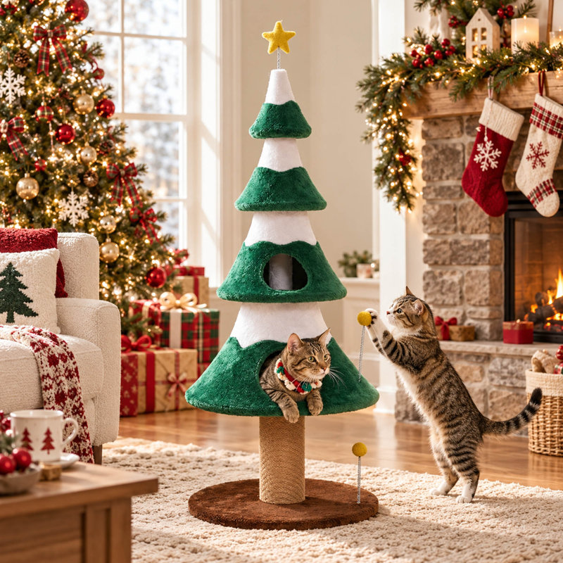 Arbre à chat 62 po avec griffes en sisal et plateformes multi-niveaux, vert 62 po