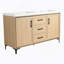 Meuble-lavabo autoportant de 60 po avec lavabo double en résine, 2 portes à fermeture douce et 3 tiroirs à fermeture douce, chêne original, contreplaqué (KD-PACKING)
