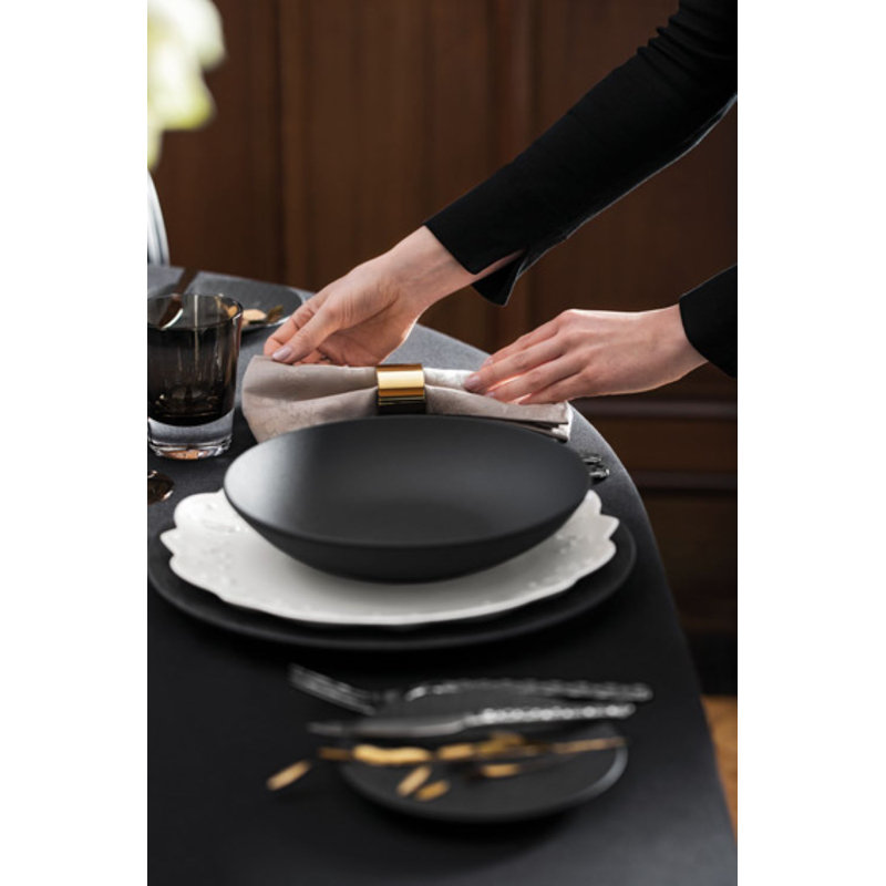 Villeroy & Boch Manufacture 4-Piece Place Setting, Plates & Bowls, Premium Porcelain, Black
