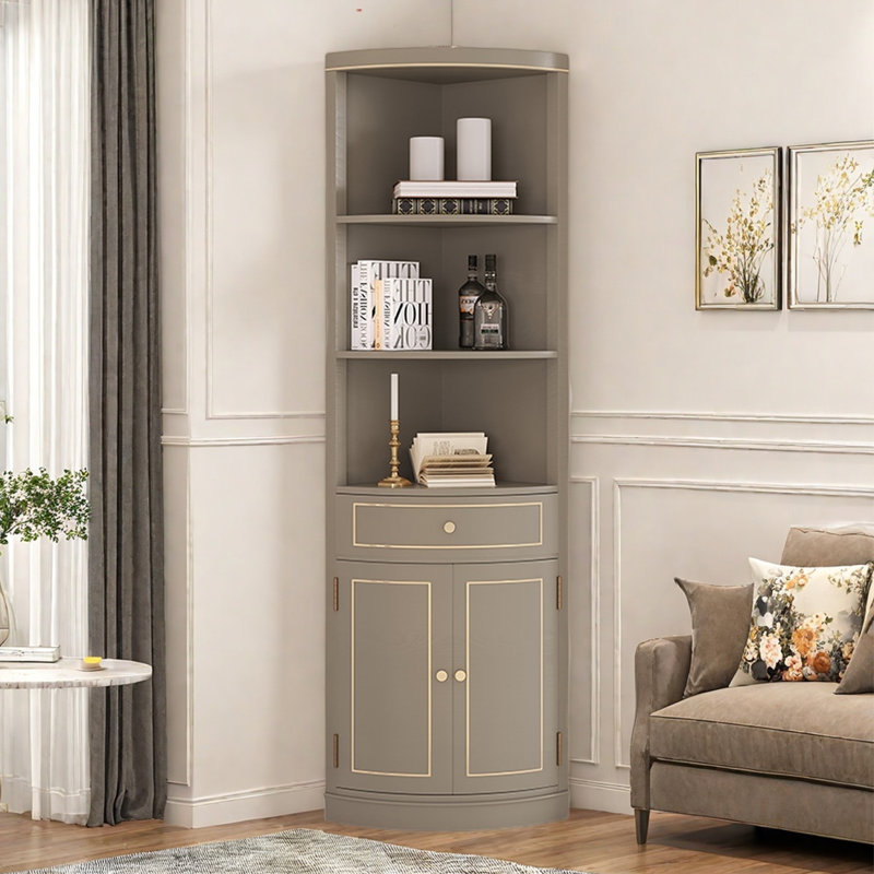 Modern simple multi-functional corner bookcase, Gray
