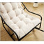 Chaise berçante d'extérieur confortable avec coussin épais ultra-doux, parfaite pour le salon, la chambre à coucher et le coin lecture, structure noire avec coussin blanc