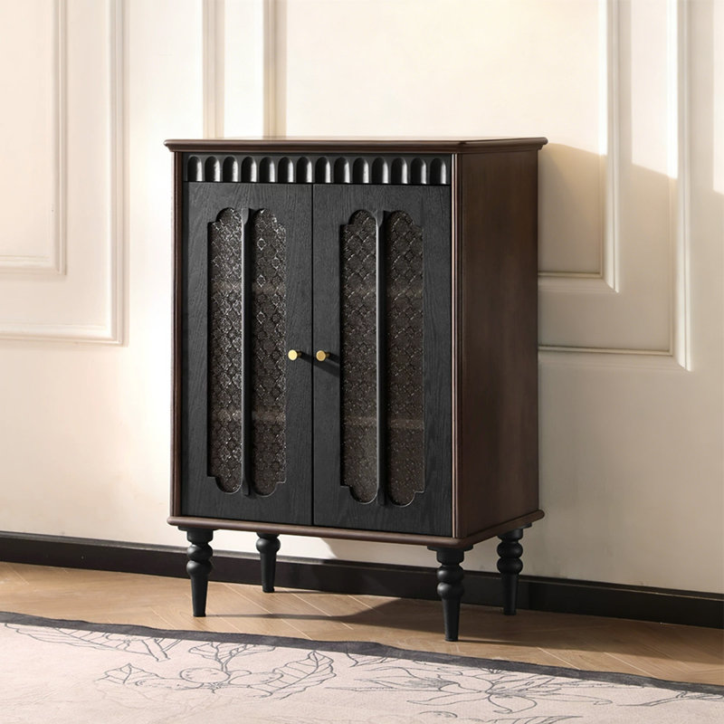 Buffet rétro en bois massif noir