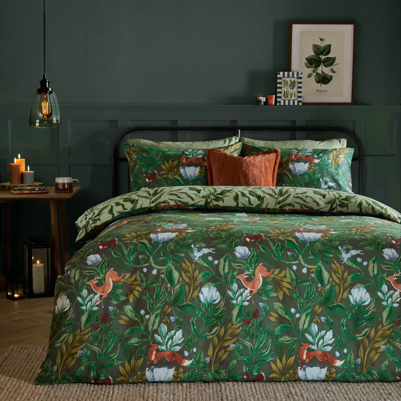 Into The Woods Cotton Blend No Pattern Duvet Cover Set with Pillowcases Included, Super King Duvet Cover + 2 King Pillowcases