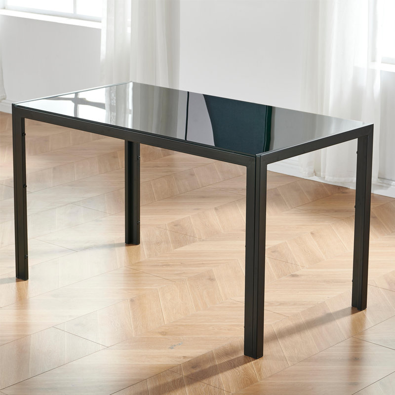 Rosenzweig 6 - Person Glass Top Four Leg Dining Set, Black