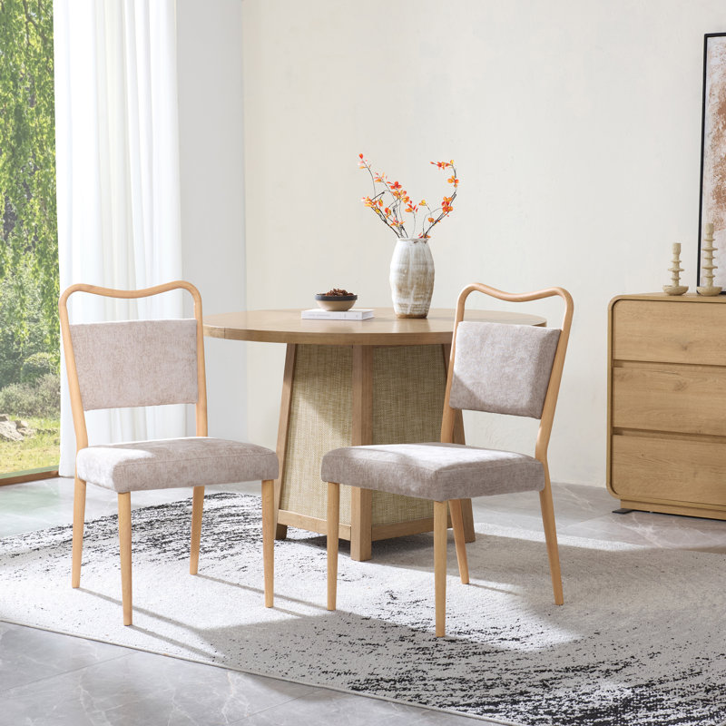 Lysa Scandinavian Modern Iron Upholstered Armless Dining Chair with Wood-Look