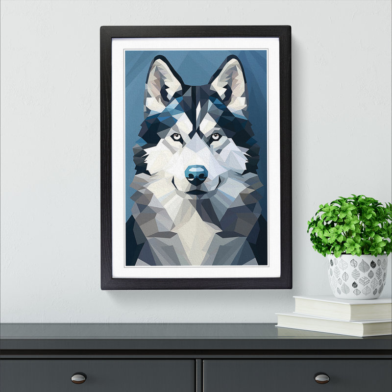 Husky Minimalism Art - Framed Print, Black Framed, 34cm H x 25cm W x 2cm D