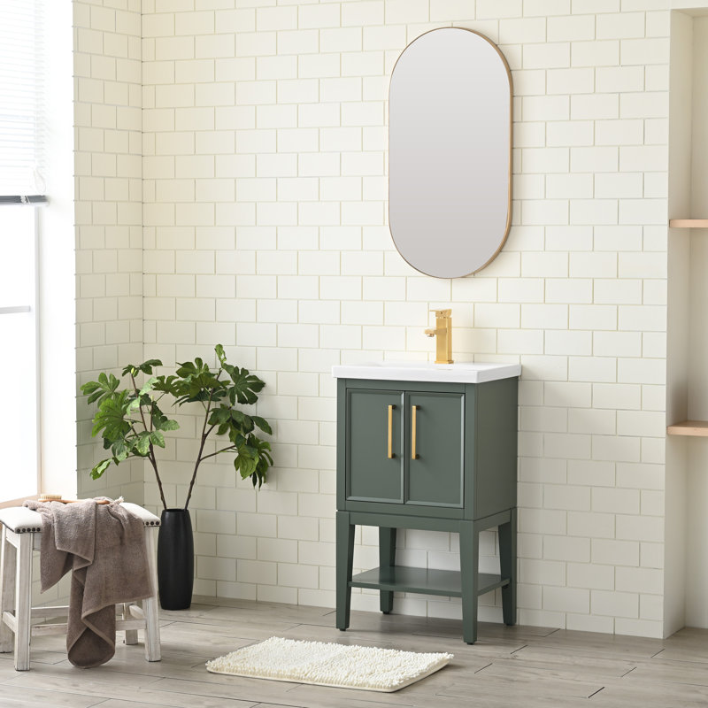 Cheriton 20'' Single Bathroom Vanity with Ceramic Top, Vintage Green