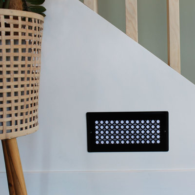 Grille d'aération murale à motif de rotin en acier noir, 4 x 10 po
