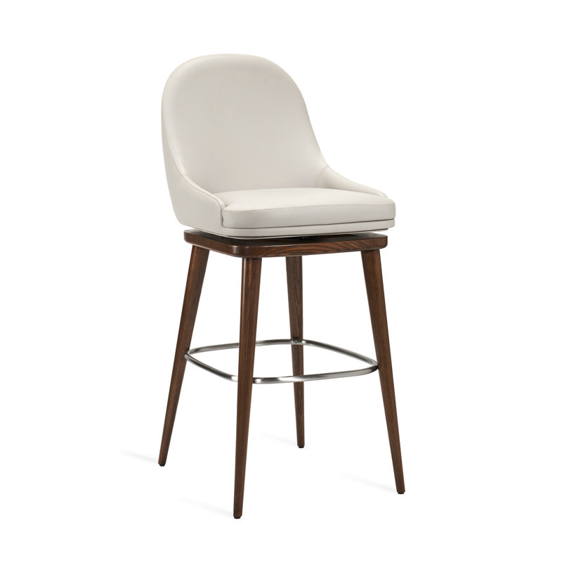 Tabouret de bar Harper, Tabouret de comptoir (siège d'une hauteur de 26 p, Noyer / nickel satiné, St Tropez gris