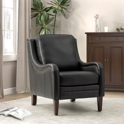 Amberlie 27.56" W Genuine Leather Arm Chair